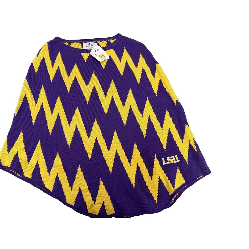 LSU Football Tailgating Emerson Street‎ Chevron Knit Poncho. LG/XL NEW NWT